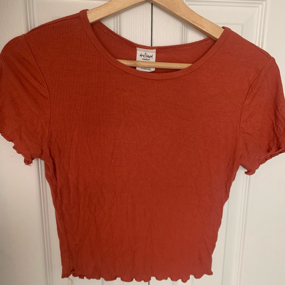 Soft Cropped T-Shirt with ruffled edge